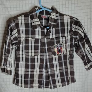 Rebels Brown and White Plaid Button Down Shirt